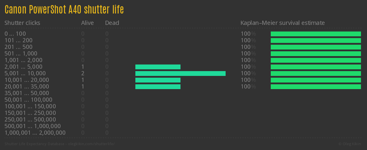Canon PowerShot A40 shutter life