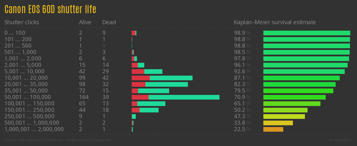 Canon EOS 60D shutter life