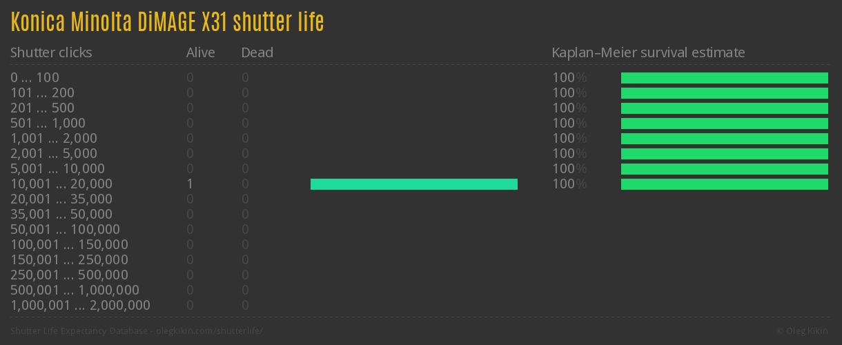 Konica Minolta DiMAGE X31 shutter life
