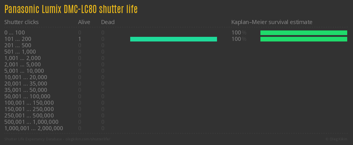 Panasonic Lumix DMC-LC80 shutter life