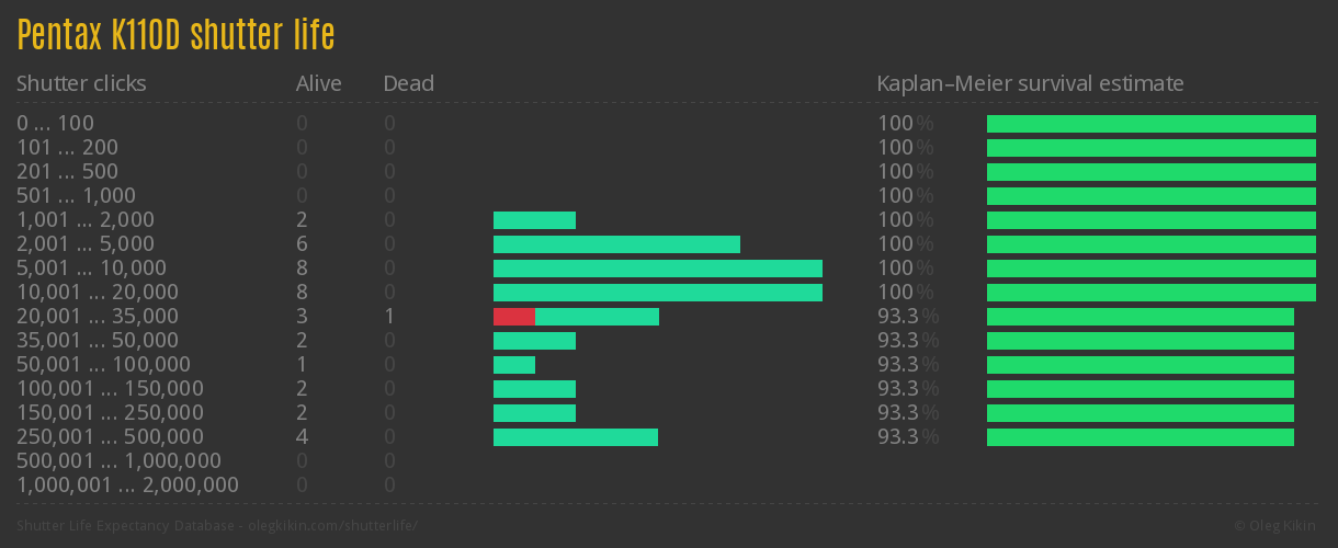 Pentax K110D shutter life