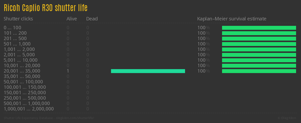 Ricoh Caplio R30 shutter life